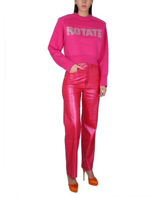 ROTATE BIRGER CHRISTENSEN Pink Rotate Birger Christensen Sweatshirt With Logo