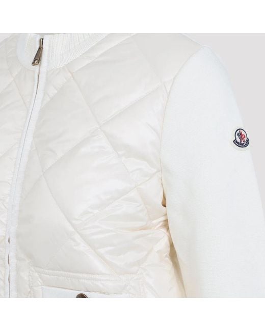 Moncler Natural Wool And Nylon Padded Cardigan