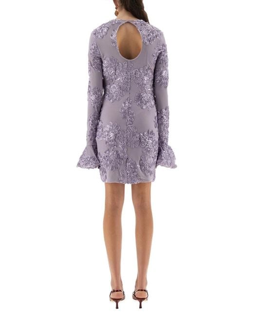 ROTATE BIRGER CHRISTENSEN Purple 3D Mesh Mini Dress