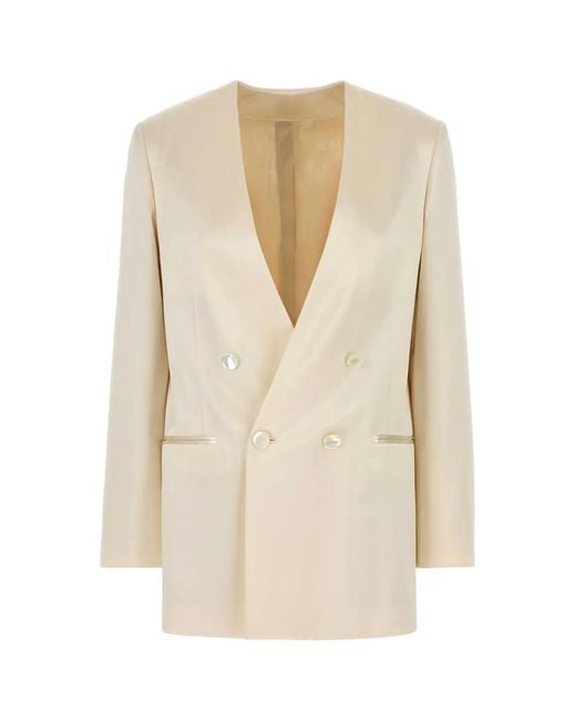Alberta Ferretti Natural Ivory Satin Blazer