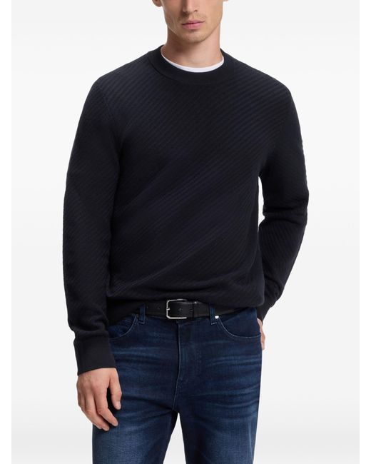 Boss Blue Virgin Wool Sweater for men