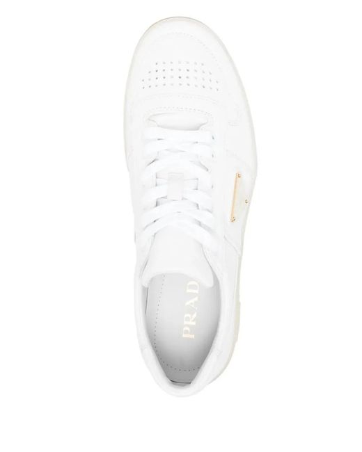 Prada White Downtown Leather Sneakers for men