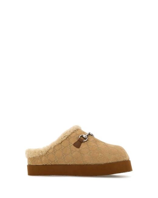 Gucci Brown Horsebit Suede Mules for men