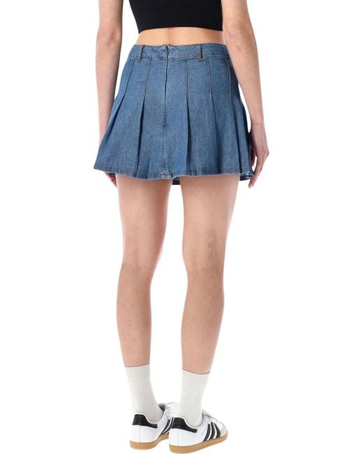 Adidas Originals Blue Pleated Denim Skirt