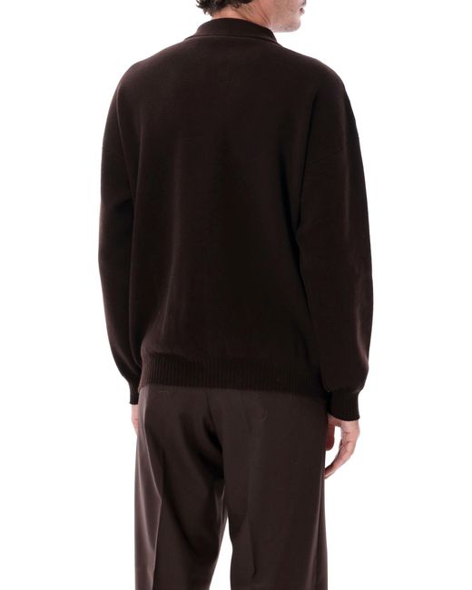 Roberto Collina Black Merino Wool Polo for men