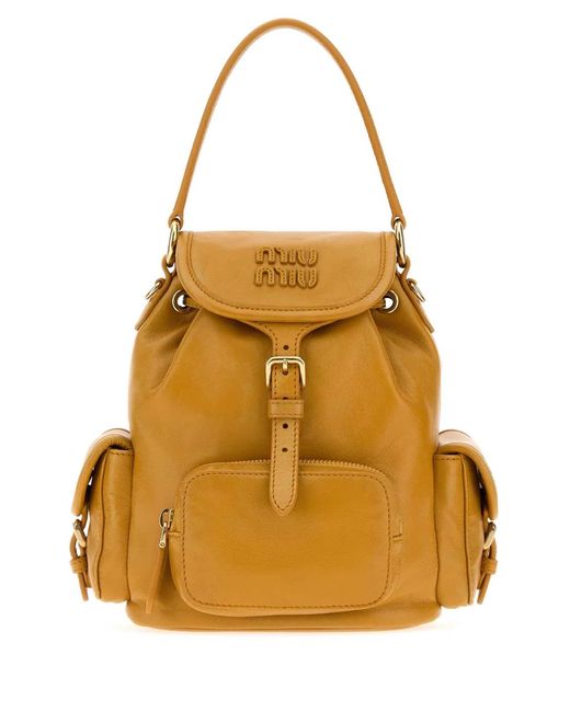 Miu Miu Yellow Mustard Leather Backpack