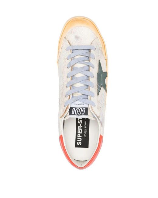 Golden Goose Deluxe Brand White Super-Star Distressed Low-Top Sneakers