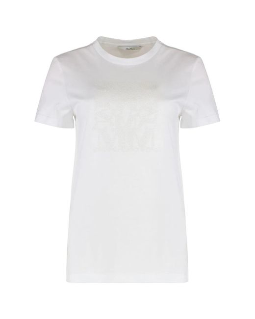 Max Mara White Giovane Cotton Crew-Neck T-Shirt