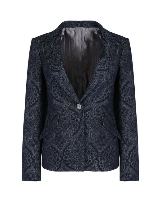 Etro Blue Denim Jacquard Jacket