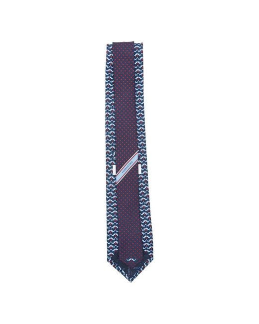 Ferragamo Blue Patterned Silk Tie for men