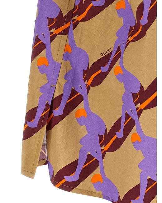 Gucci Red Printed Light Cotton Poplin Shirt for men