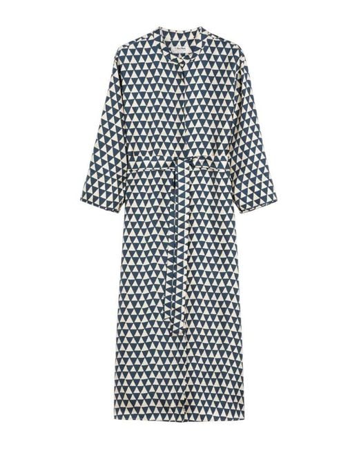 Max Mara White Printed Silk Twill Kaftan