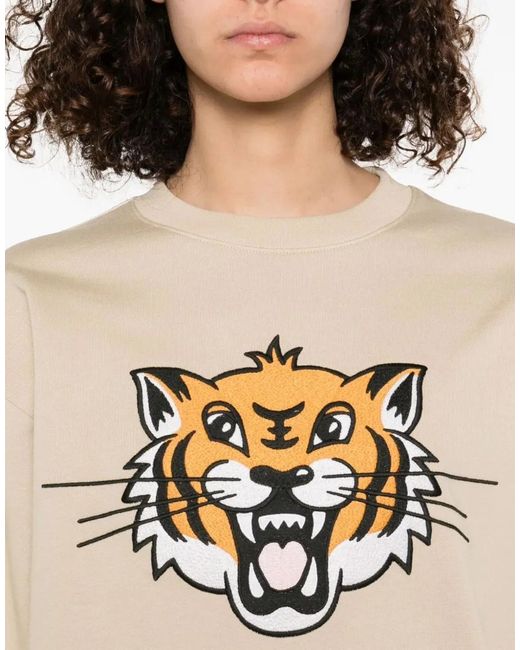 KENZO White Happy Tiger Logo Sweatshirt