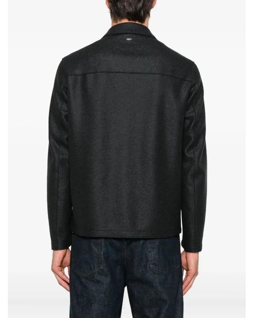 Herno Black Virgin Wool Camicia for men