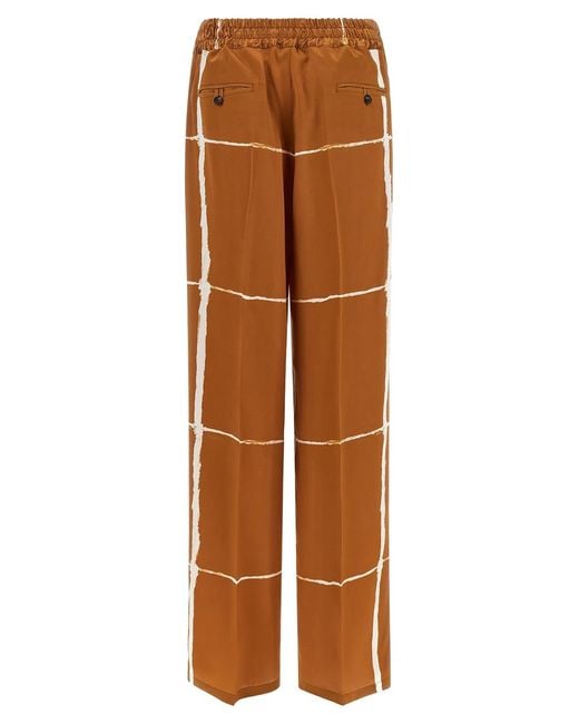 Kiton Brown Silk Pants