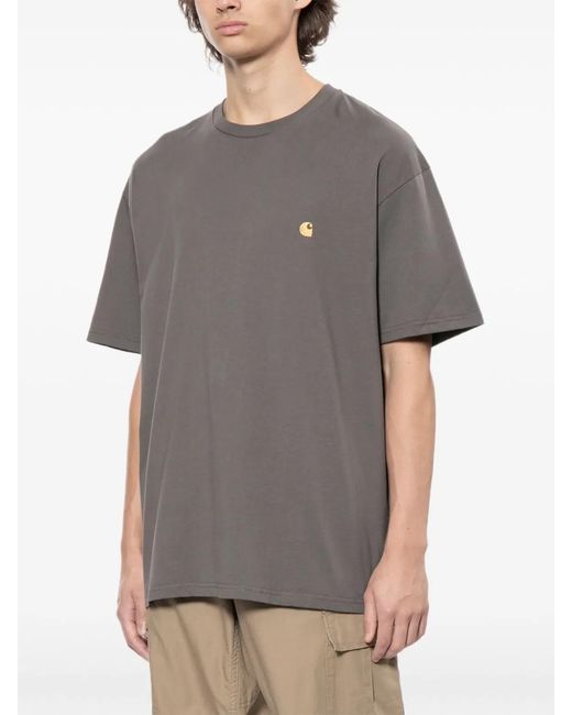 Carhartt Gray Logo Cotton Polo Shirt for men