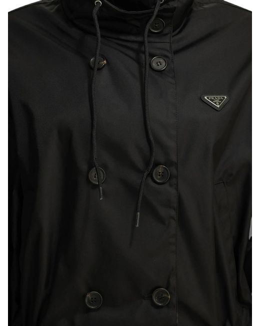 Prada Black Double Breasted Windbreaker
