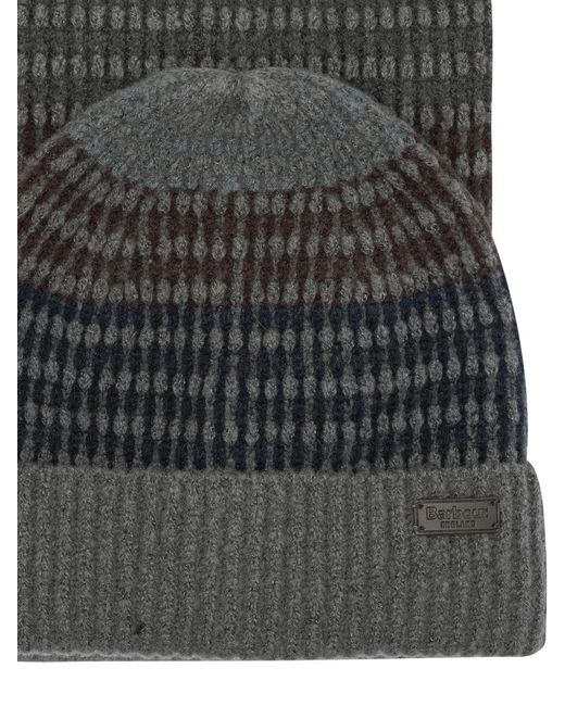 Barbour Black Branton Beanie & Scarf Set for men