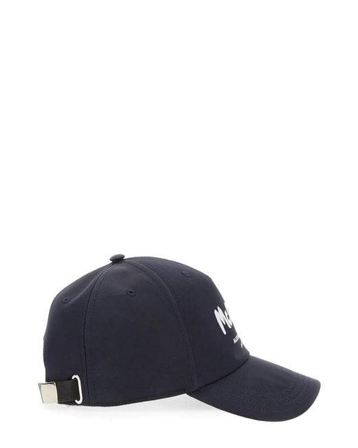 McQueen Blue Graffiti Logo Hat for men