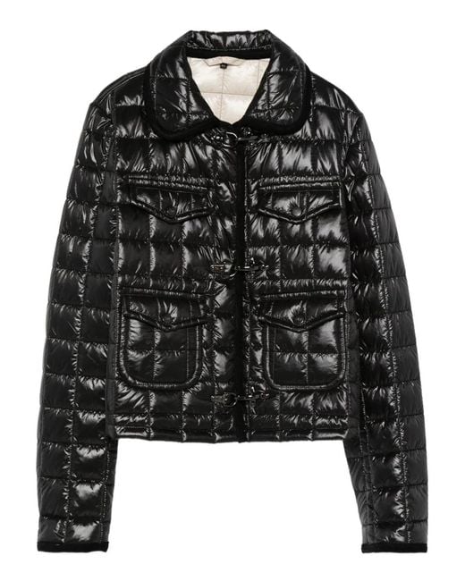 Fay Black Nylon Quilted Toggle Jacket