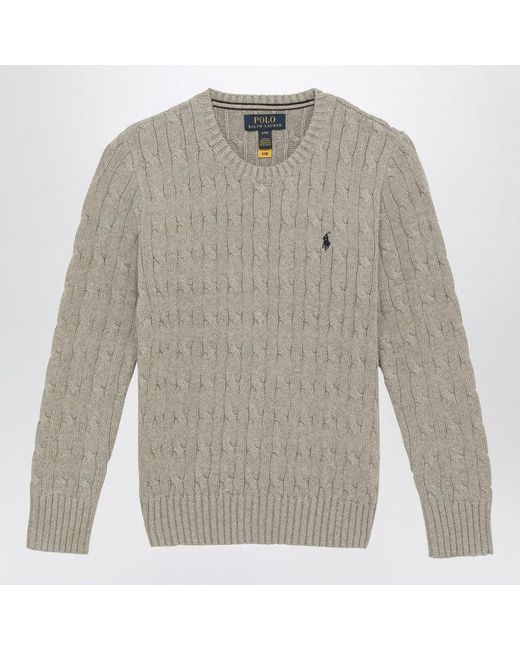 Polo Ralph Lauren Gray Cable-Knit Crew-Neck Jumper for men