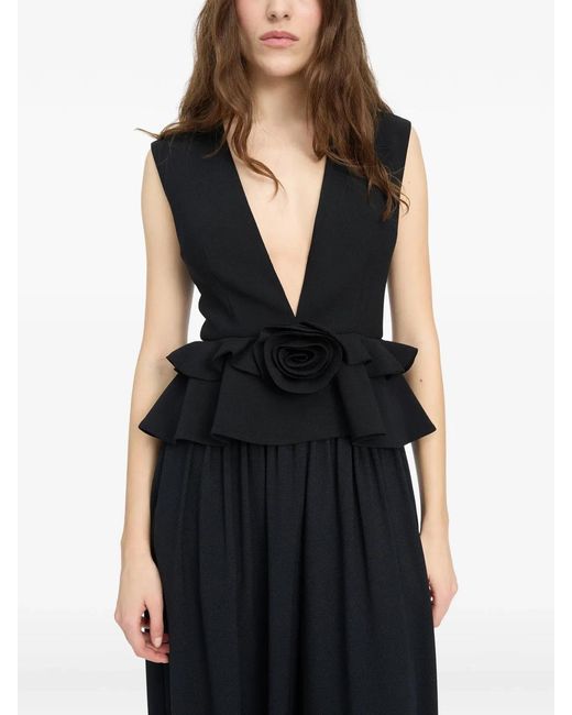 ROTATE BIRGER CHRISTENSEN Black V-Neck Top
