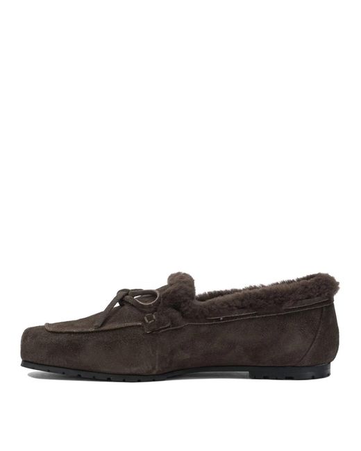Aeyde Brown Moka Suede Shearling Loafers