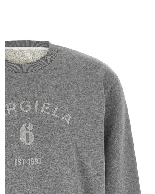MM6 by Maison Margiela Gray Logo Print Sweatshirt