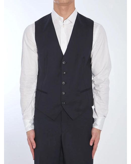 Tagliatore Blue Wool Vest for men