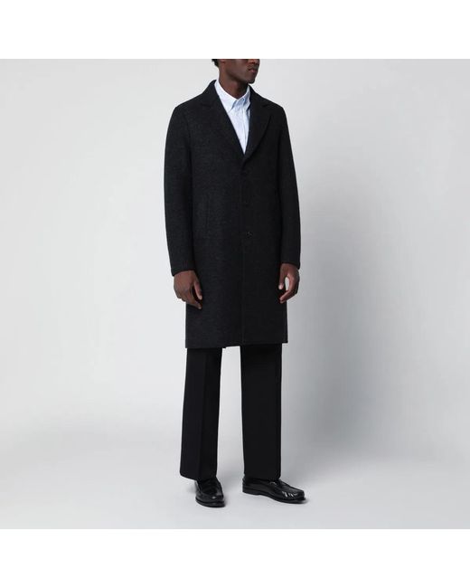 Harris Wharf London Black Anthracite Singlebreasted Wool Coat for men