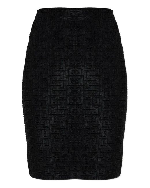Balmain Black Monogram Midi Skirt