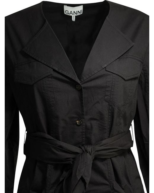 Ganni Black Short Chemise Dress