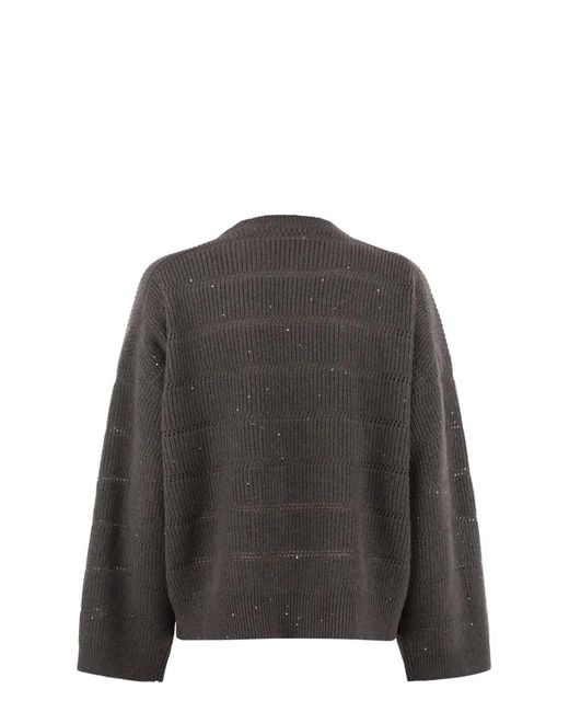 Brunello Cucinelli Black Cashmere And Wool Crew-Neck Sweater