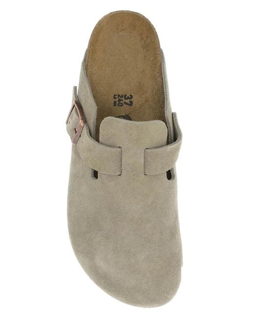 Birkenstock Brown Boston Suede Narrow Slippers for men