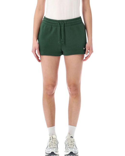 Nike Green Elastic Waist Fleece Shorts