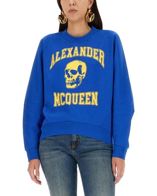 McQueen Blue Varsiity Skull Sweatshirt