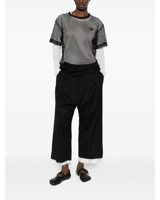 COMME DES GARÇONS PLAY Black Tshirt Mesh Large Emblem for men