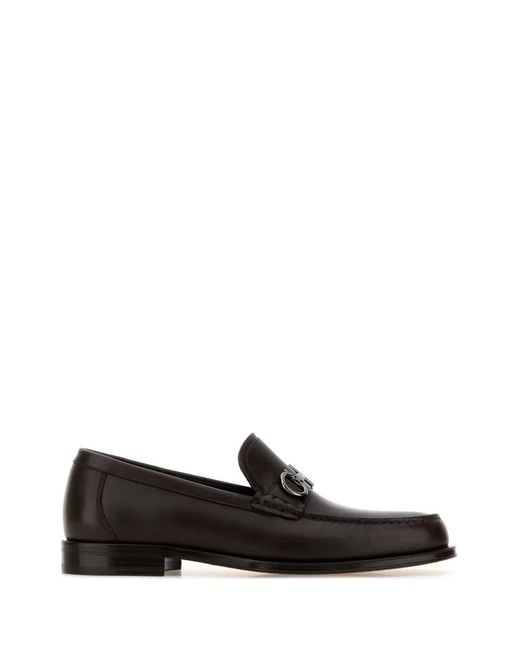 Ferragamo Black Leather Loafers for men
