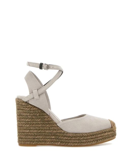 Brunello Cucinelli Gray Pair Of Sandals With Heels