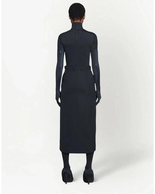Balenciaga Blue Hourglass Pinstripe Pencil Skirt
