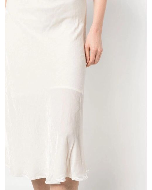 Gold Hawk White Velvet Long Skirt
