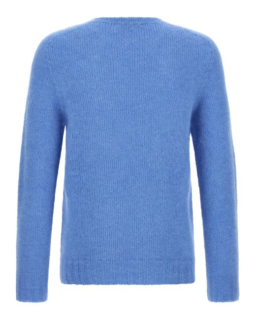 Oliver Lattughi Blue Brushed Alpaca Sweater for men