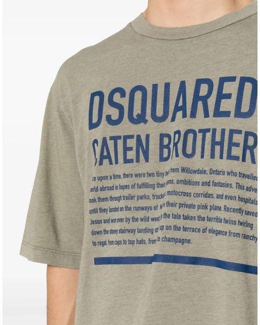 DSquared² Gray Loose Fit Logo T-Shirt for men