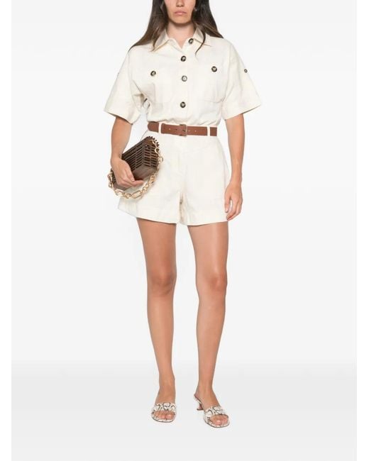Self-Portrait White Denim Playsuit