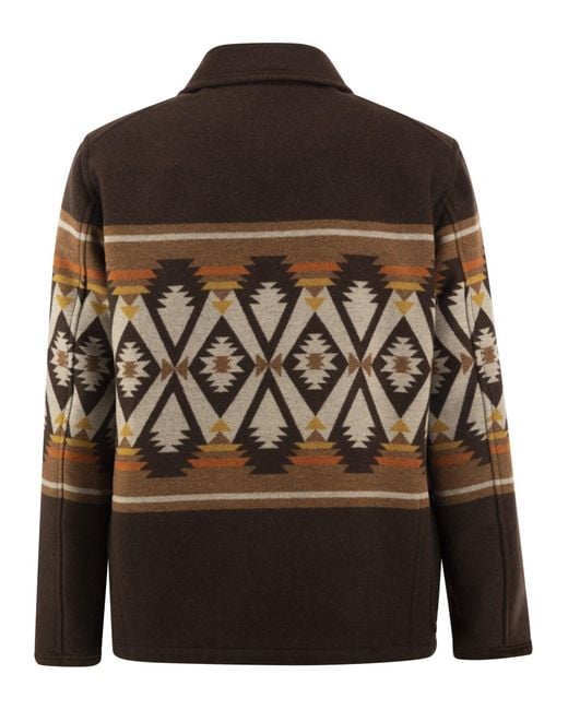Fay Brown Archive Wool-Blend Jacket With Geometric Pattern for men