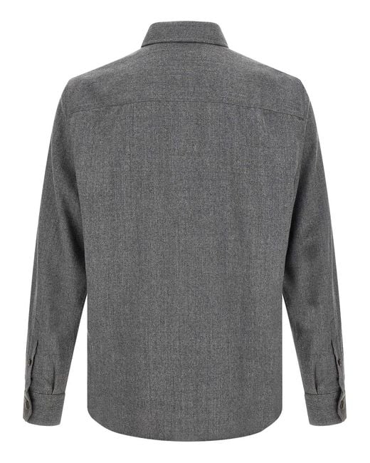 Brunello Cucinelli Gray Flannel Overshirt for men