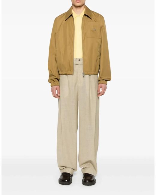 AMI Natural Logo Plaque Twill Bomber Jacket for men