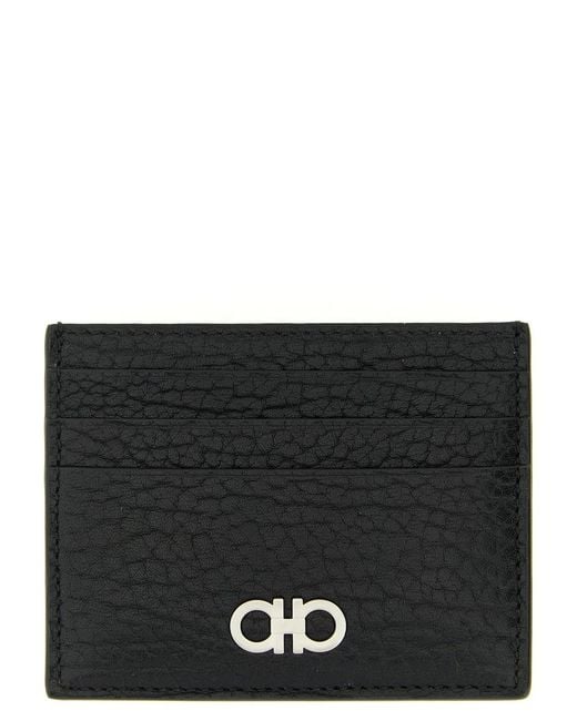 Ferragamo Black 'Gancini' Card Holder for men
