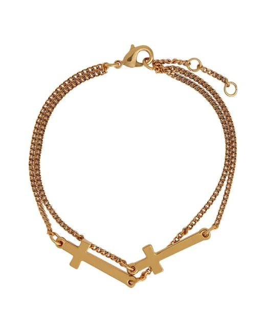 DSquared² Metallic Dsquared "Jesus" Bracelet With Cross Pendant for men