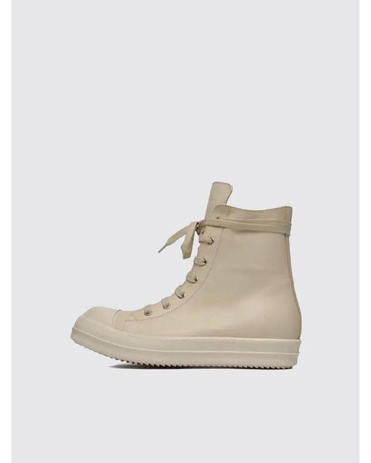 Rick Owens Natural Hi-Top Leather Sneakers for men